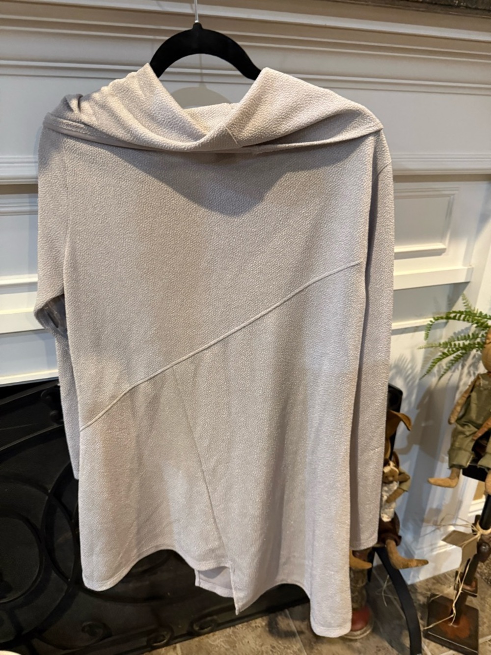 Ali Miles Cream Cowl Neck Sweater with Black Button Accents - Picture 3 of 4